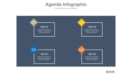 Four Points Agenda Diagram For Business Powerpoint Slides