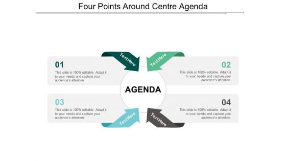 Four Points Around Centre Agenda Ppt Powerpoint Presentation Infographics Display