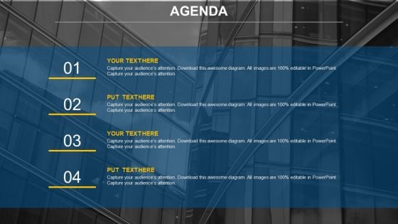 Four Points Business Agenda Chart Powerpoint Slides