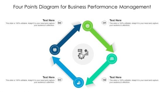 Four Points Diagram For Business Performance Management Ppt PowerPoint Presentation Gallery Master Slide PDF