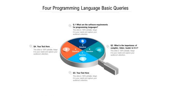 Four Programming Language Basic Queries Ppt PowerPoint Presentation Gallery Example File PDF