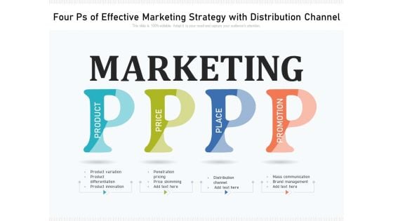 Four Ps Of Effective Marketing Strategy With Distribution Channel Ppt PowerPoint Presentation Gallery Influencers PDF