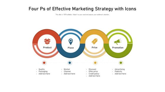 Four Ps Of Effective Marketing Strategy With Icons Ppt PowerPoint Presentation Gallery Format Ideas PDF