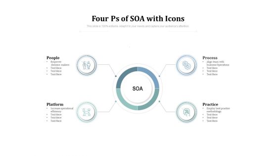 Four Ps Of SOA With Icons Ppt PowerPoint Presentation Ideas Slide Portrait