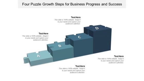 Four Puzzle Growth Steps For Business Progress And Success Ppt PowerPoint Presentation Outline Slideshow