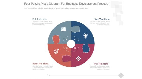 Four Puzzle Piece Diagram For Business Development Process Ppt PowerPoint Presentation Images