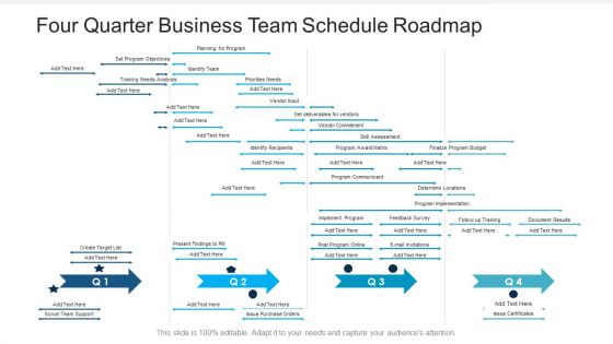 Four Quarter Business Team Schedule Roadmap Designs