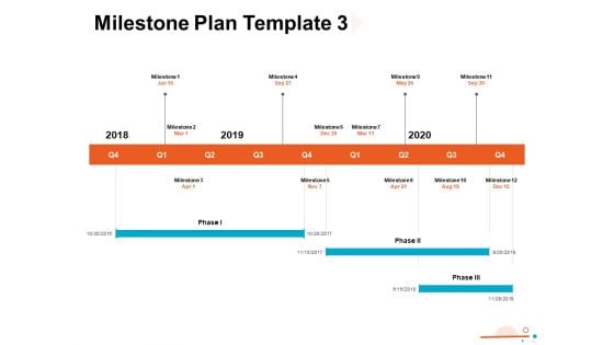 Four Quarter Milestone Plan Template 2018 To 2020 Ppt PowerPoint Presentation Portfolio Format PDF