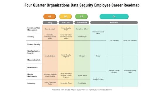 Four Quarter Organizations Data Security Employee Career Roadmap Download