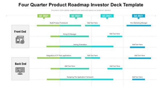 Four Quarter Product Roadmap Investor Deck Template Template