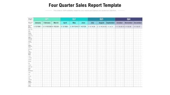 Four Quarter Sales Report Template Ppt PowerPoint Presentation Model Smartart