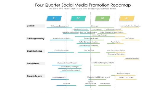 Four Quarter Social Media Promotion Roadmap Professional