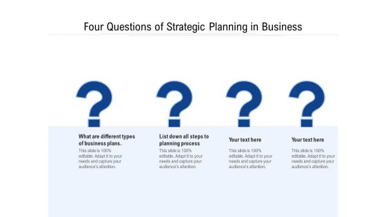 Four Questions Of Strategic Planning In Business Ppt PowerPoint Presentation Gallery Layout Ideas PDF