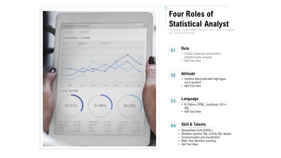 Four Roles Of Statistical Analyst Ppt PowerPoint Presentation Gallery Slides PDF