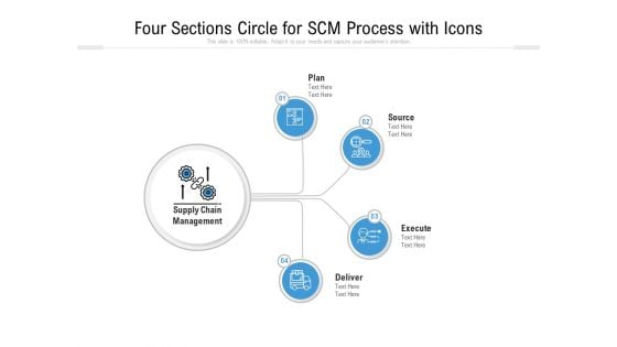 Four Sections Circle For SCM Process With Icons Ppt PowerPoint Presentation File Slide PDF