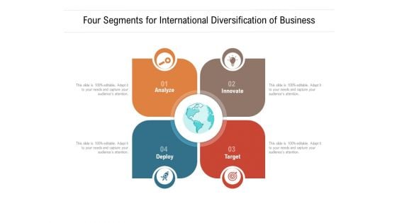 Four Segments For International Diversification Of Business Ppt PowerPoint Presentation Gallery Gridlines PDF
