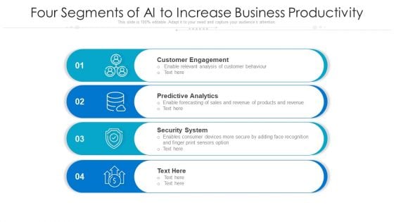 Four Segments Of AI To Increase Business Productivity Ppt PowerPoint Presentation Gallery Show PDF