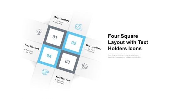 Four Square Layout With Text Holders Icons Ppt PowerPoint Presentation File Portrait