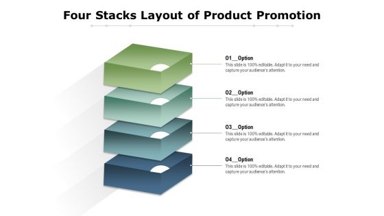 Four Stacks Layout Of Product Promotion Ppt PowerPoint Presentation Example 2015 PDF