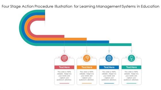 Four Stage Action Procedure Illustration For Learning Management Systems In Education Background PDF