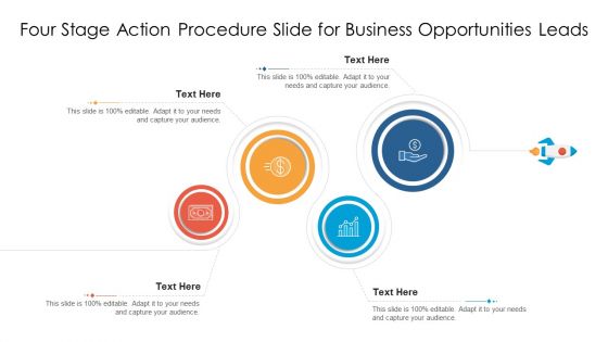 Four Stage Action Procedure Slide For Business Opportunities Leads Template PDF