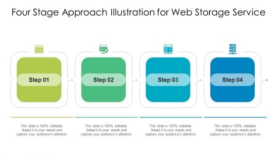 Four Stage Approach Illustration For Web Storage Service Ppt PowerPoint Presentation File Outline PDF