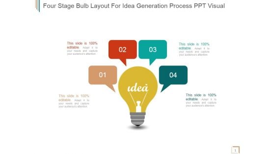 Four Stage Bulb Layout For Idea Generation Process Ppt PowerPoint Presentation Example 2015