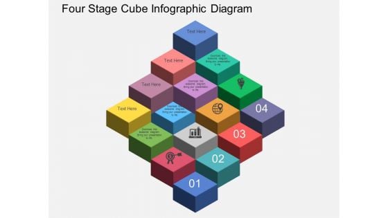 Four Stage Cube Infographic Diagram Powerpoint Templates