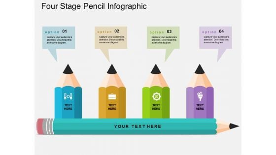 Four Stage Pencil Infographic Powerpoint Template