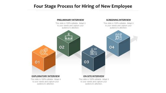 Four Stage Process For Hiring Of New Employee Ppt PowerPoint Presentation Icon Show PDF