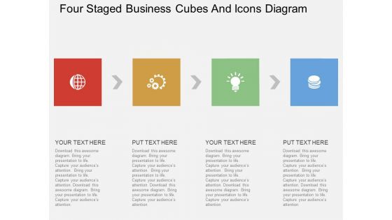 Four Staged Business Cubes And Icons Diagram Powerpoint Template
