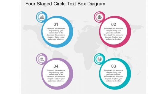 Four Staged Circle Text Box Diagram Powerpoint Template