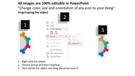 Four Staged Gear Diagram And Icons Powerpoint Template