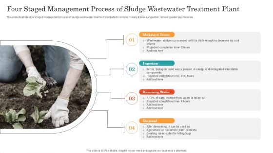 Four Staged Management Process Of Sludge Wastewater Treatment Plant Ppt File Rules PDF