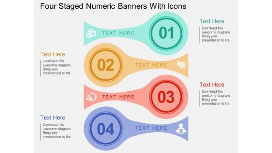 Four Staged Numeric Banners With Icons Powerpoint Template