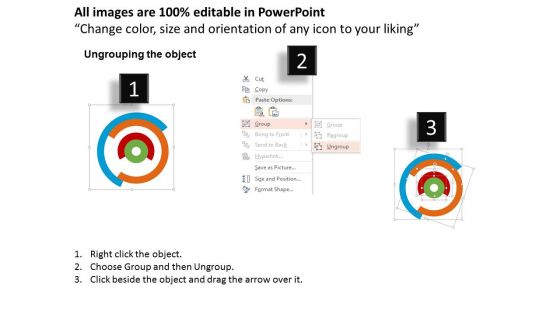 Four Staged Pie Chart With Icons Powerpoint Templates