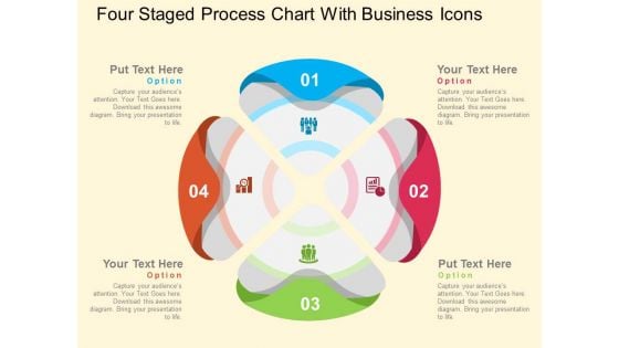 Four Staged Process Chart With Business Icons Powerpoint Templates