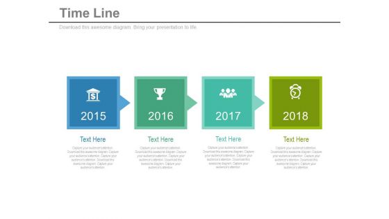 Four Staged Tags Design Timeline Diagram Powerpoint Slides