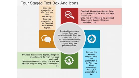 Four Staged Text Box And Icons Powerpoint Template