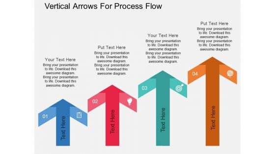 Four Staged Vertical Arrows For Process Flow Powerpoint Template