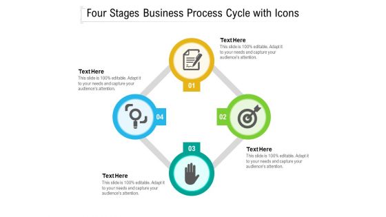 Four Stages Business Process Cycle With Icons Ppt PowerPoint Presentation File Templates PDF
