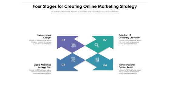 Four Stages For Creating Online Marketing Strategy Ppt PowerPoint Presentation Background Image PDF