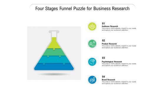 Four Stages Funnel Puzzle For Business Research Ppt Powerpoint Presentation Ideas Graphics Pdf