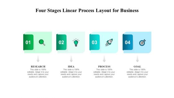 Four Stages Linear Process Layout For Business Ppt PowerPoint Presentation File Gridlines PDF