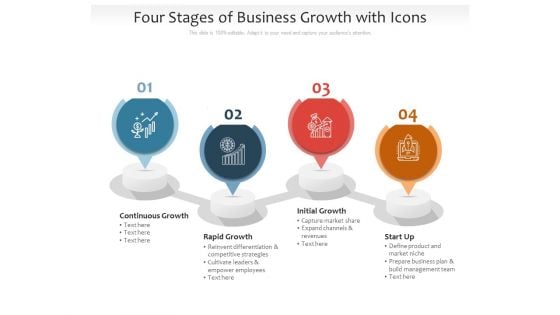 Four Stages Of Business Growth With Icons Ppt PowerPoint Presentation Icon Microsoft PDF