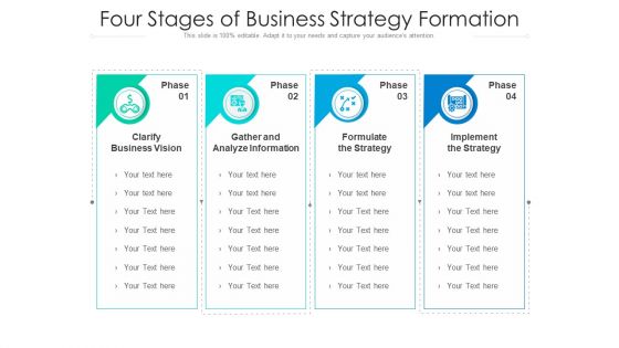 Four Stages Of Business Strategy Formation Ppt PowerPoint Presentation Gallery Background PDF