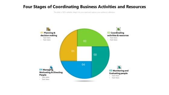 Four Stages Of Coordinating Business Activities And Resources Ppt PowerPoint Presentation Ideas Elements PDF