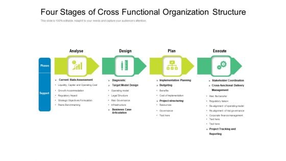 Four Stages Of Cross Functional Organization Structure Ppt PowerPoint Presentation Gallery Infographics PDF