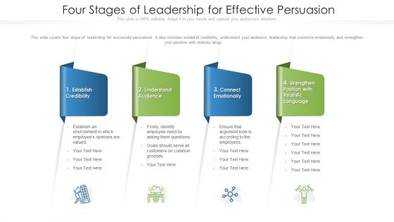 Four Stages Of Leadership For Effective Persuasion Ppt PowerPoint Presentation Model Diagrams PDF