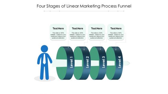 Four Stages Of Linear Marketing Process Funnel Ppt PowerPoint Presentation Pictures Template PDF